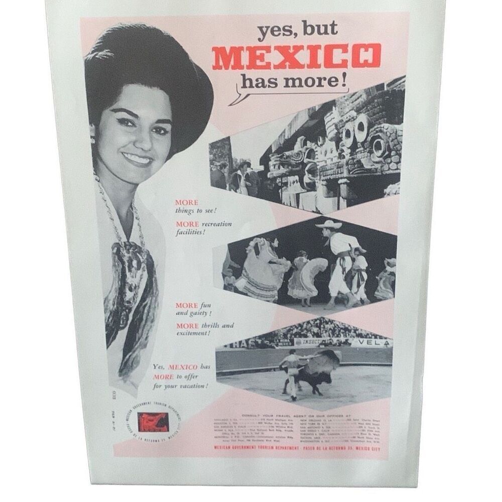 Vintage 1962 Mexico Tourism Board Mexico Has More Ad Advertisement